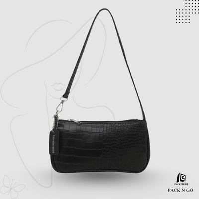 French Style Crocodile Pattern Shoulder Side Bag