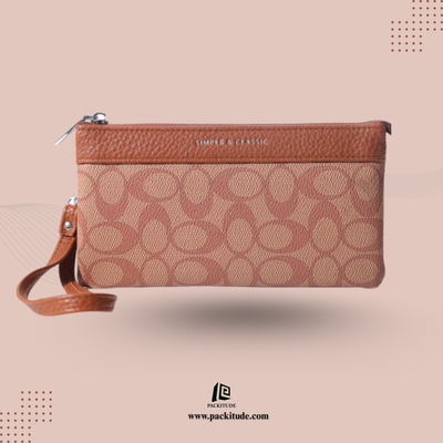 Premium Brand Texture Zipper Wrist Purse for Women