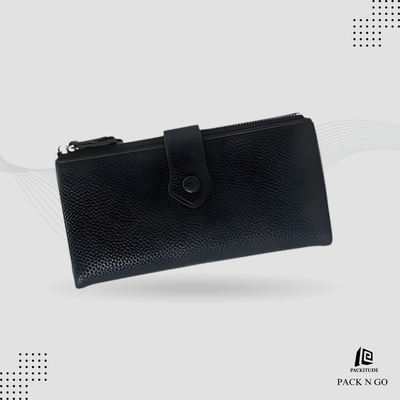 RFID Protected Pebbled Pattern Women's Clutch Wallet