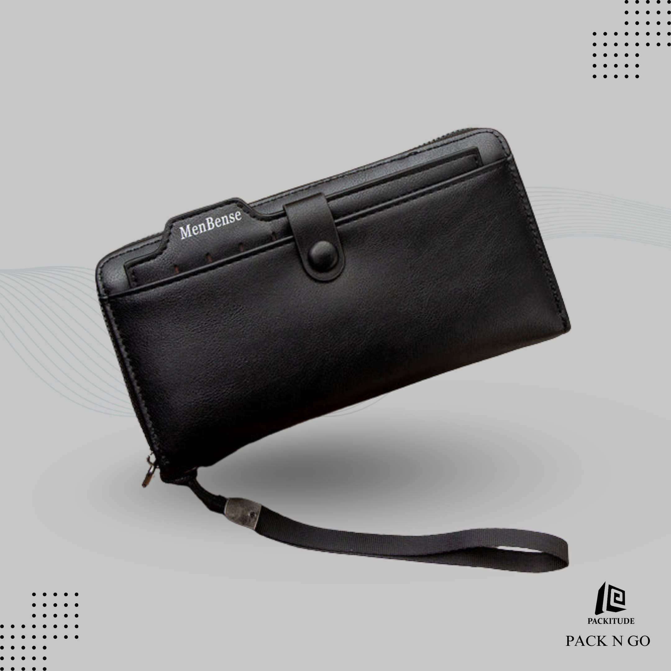 Premium Men's Long Clutch Wallet with Wrist Strap