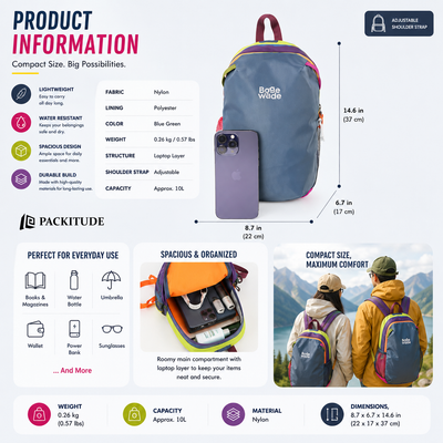 Lightweight Outdoor Travel Backpack | Unisex Casual Hiking & College Bag
