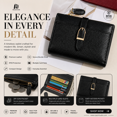Luxury Short Womens Wallet | Premium Compact PU Card Holder & Coin Purse